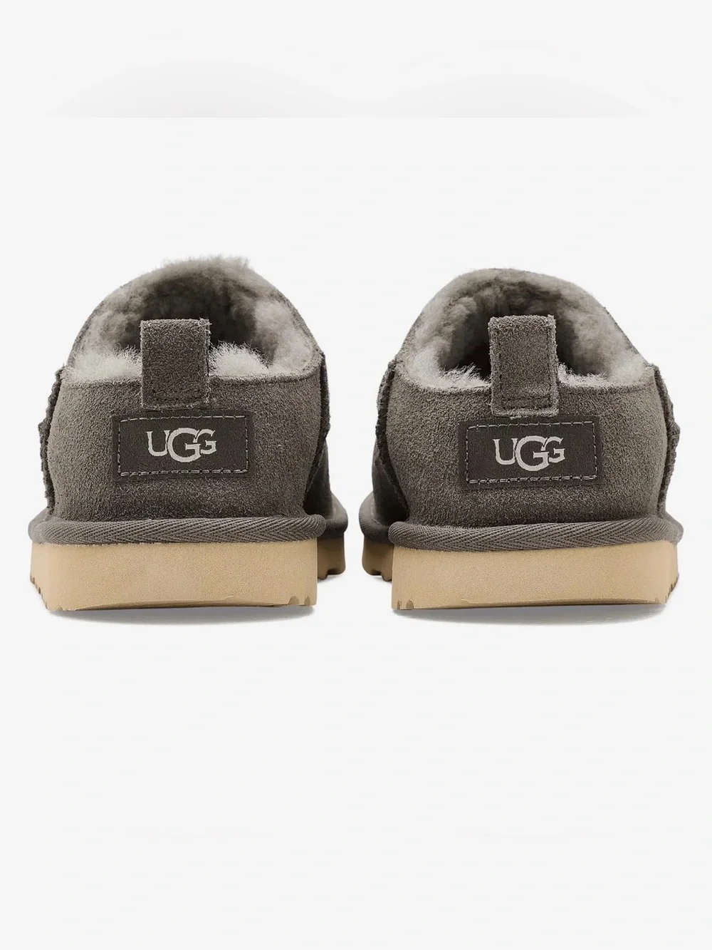 Ugg Kids classic micro Grey Suede Sheepskin Lined Slip-On Slippers shoes mules